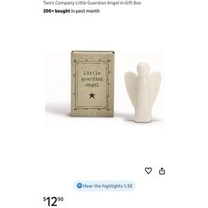 Two's Company Little Guardian Angel in Gift Box, Ceramic, 1.75"x1", White, 2 Pcs